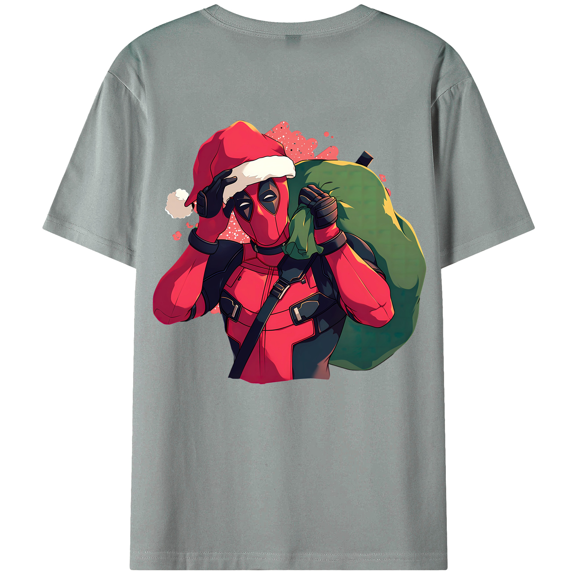 （画像用） Deadpool デッドプール 綿100％ メンズ半袖Tシャツ（バックプリント） 通気性